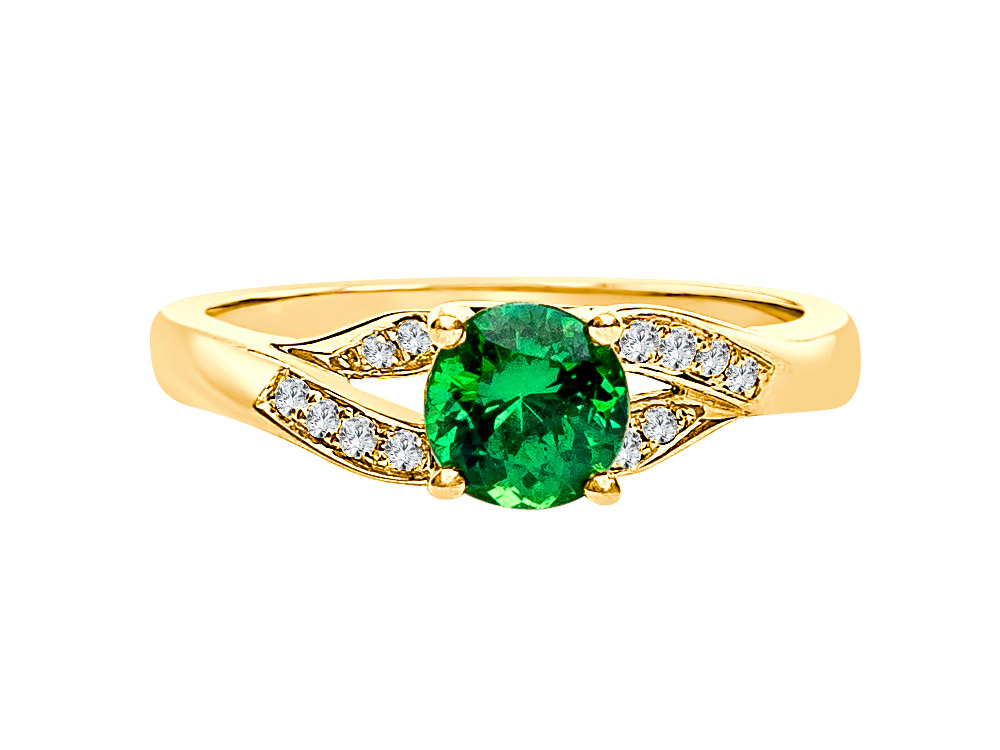 18ct Yellow Gold Tsavorite Diamond Ring - Aqua Gems Jewels