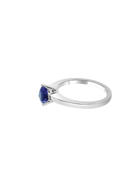 18CT White Gold Solitaire Trilliant Cut Tanzanite Ring - Aqua Gems Jewels